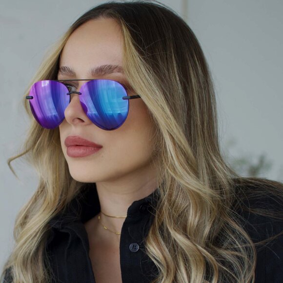 DIFF Evewear LENOX - MATTE BLACK + PURPLE MIRROR DIFF - Picture 2 of 4